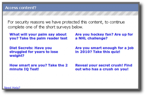 Facebook scam survey