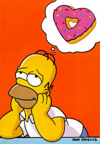Homer Simpson dreaming of donuts