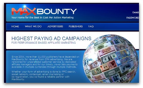MaxBounty website