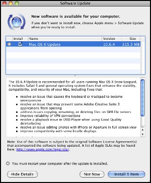 Screenshot OS X upgrade