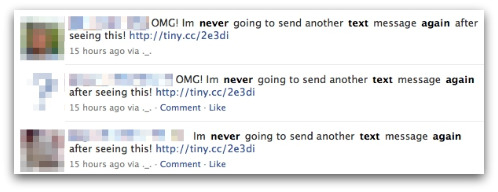 Earlier Facebook messages about never going to send a text message again