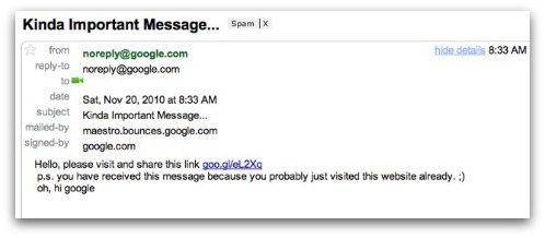 Google vulnerability spam