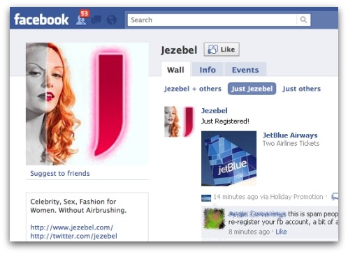 Jezebel's Facebook page. Click for larger version