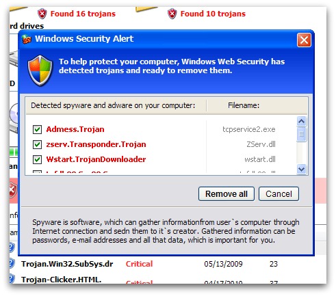 Fake anti-virus alert on older version of Windows