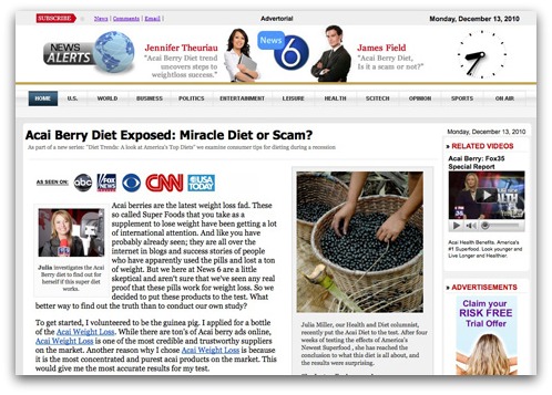 Acai berry spam diet page