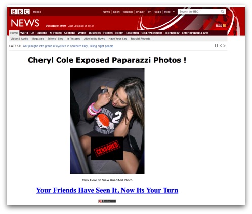 Cheryl Cole likejacking page