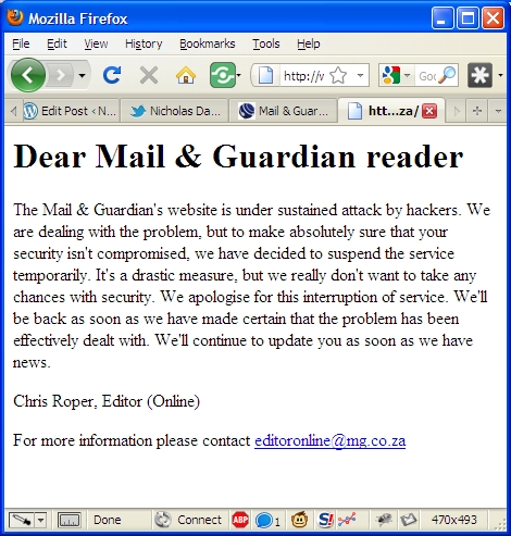 Mail and Guardian website