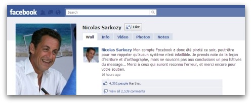 Nicolas Sarkozy on Facebook