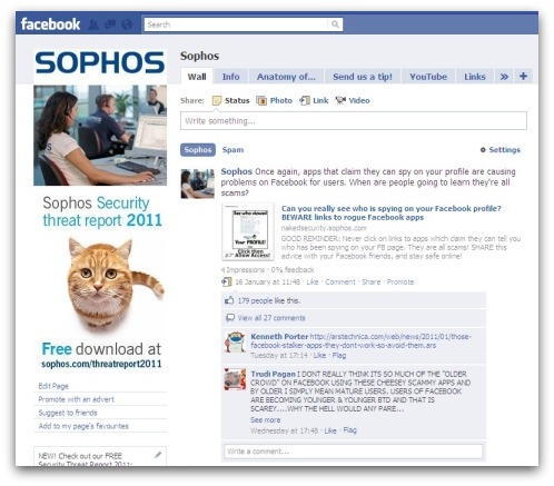 Sophos Facebook page