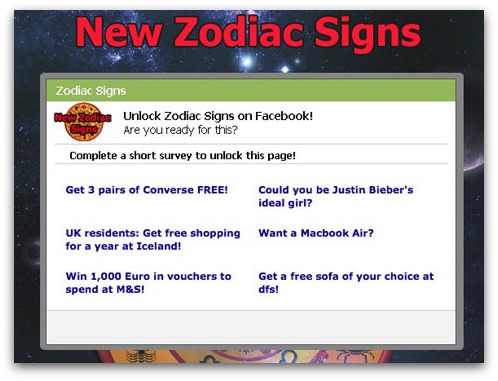 Zodiac survey scam