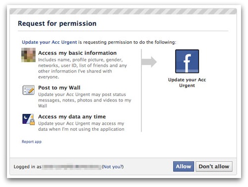 Facebook verification rogue application