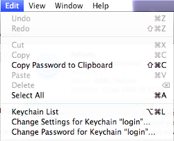 Change Keychain password menu option