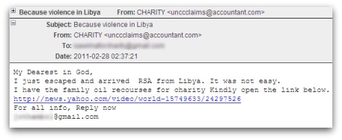 Libyan crisis email scam