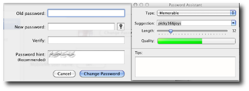 OS X password change dialog