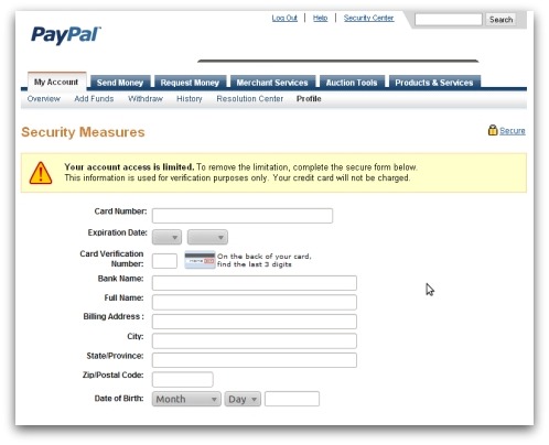 Attached file steals PayPal information