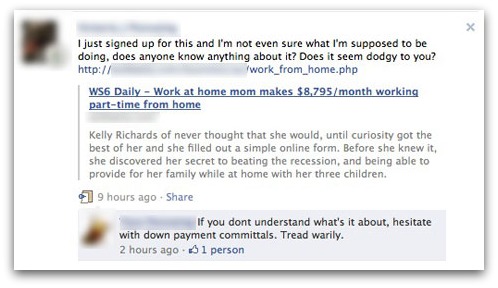 Work from home discussion on Facebook