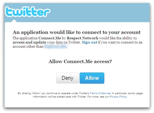Connect.me tries to connect on Twitter