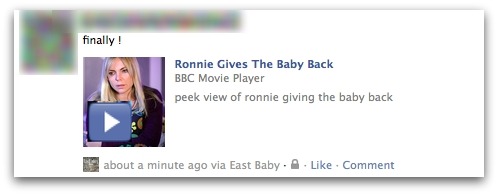 Finally! Ronnie Gives The Baby Back. BBC Movie Player. peek view of ronnie giving the baby back