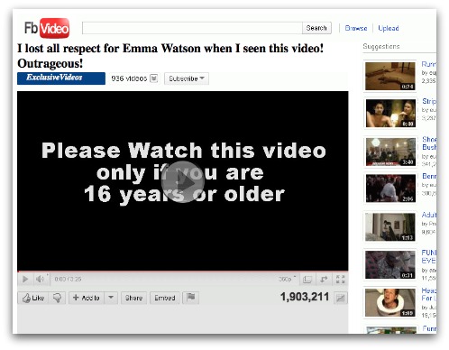 Emma Watson clickjacking page