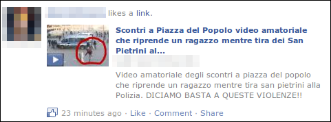Italian Facebook scam wall post