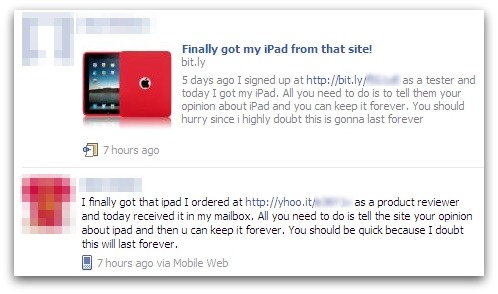 Finally got my iPad scam on Facebook