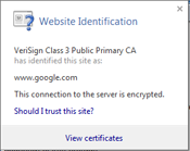 Google certificate signed by Verisign