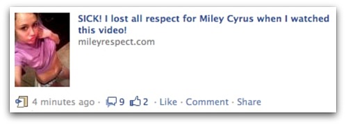 Miley Cyrus Facebook message