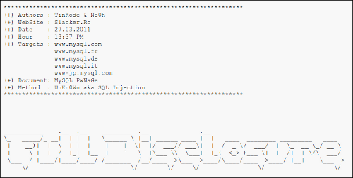 MySQL hashes on Pastebin