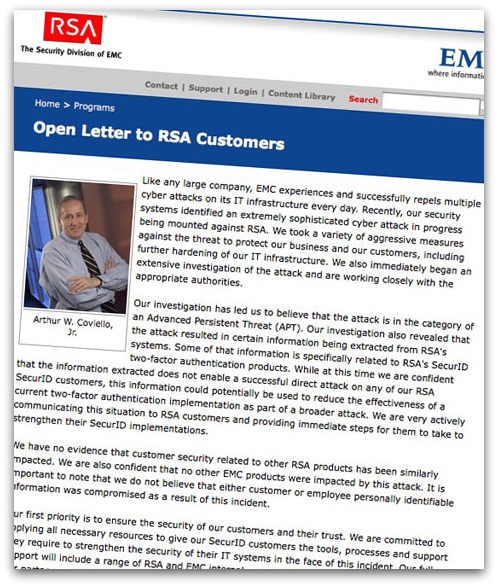 RSA open letter to customers