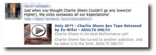 Facebook Charlie Sheen spams