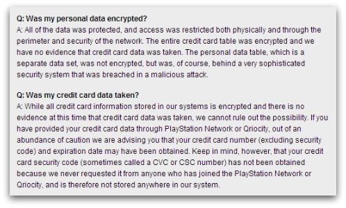 Credit card details were encrypted