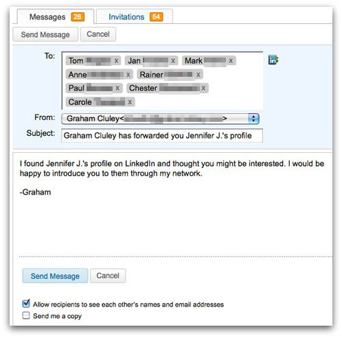 LinkedIn dialog box