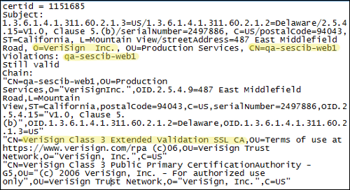 Verisign certificate issued to themselves for an unqualified host