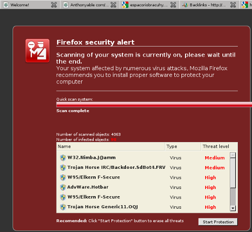 Fake Firefox security alert