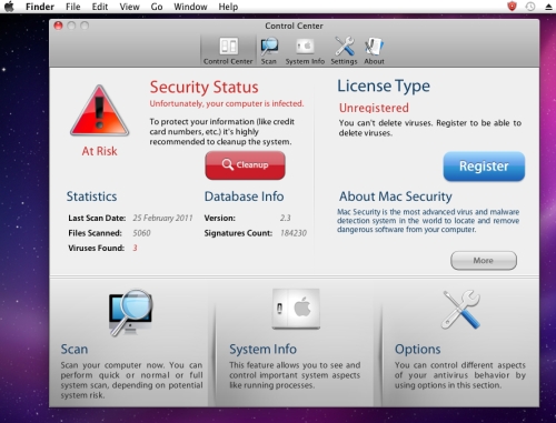 Mac Security fake anti-virus. Click for a larger version