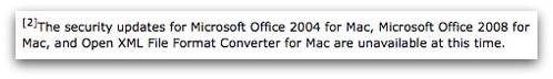 No patch for older versions of Office for Mac