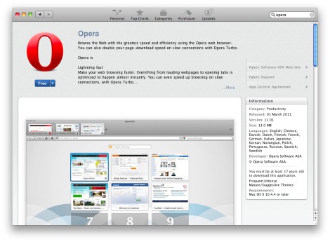 Opera on the Mac App Store