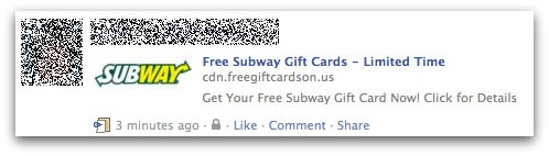 Subway Facebook message
