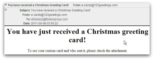 Christmas card malicious email