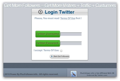 Get more followers username and password request