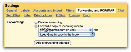 Gmail forwarding