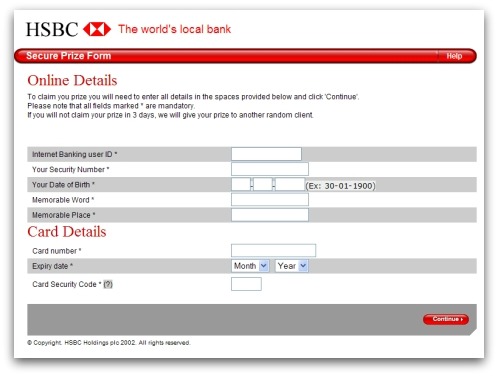 Phishing form