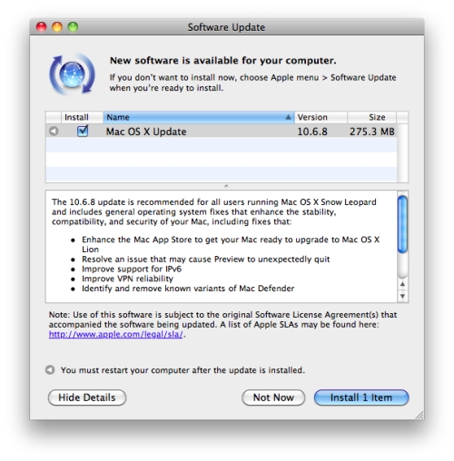 Mac OS X update
