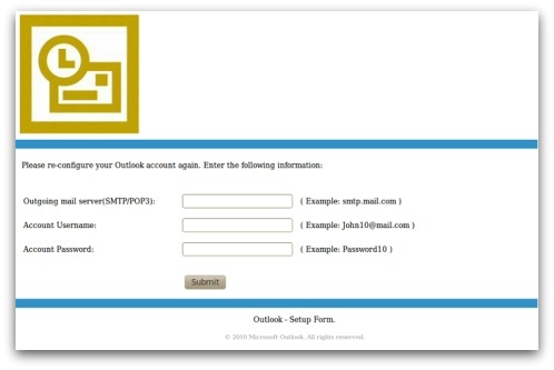 Outlook phishing form