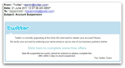 Twitter account suspension spam