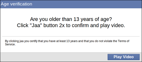 Fake age verification popup