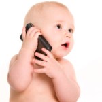 Baby talking on mobile phone