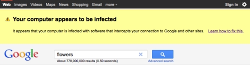 Google malware warning. Click for larger version