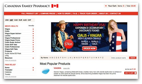 One of the pharmacy websites promoted by the spam messages