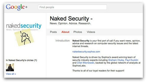 Naked Security on Google Plus